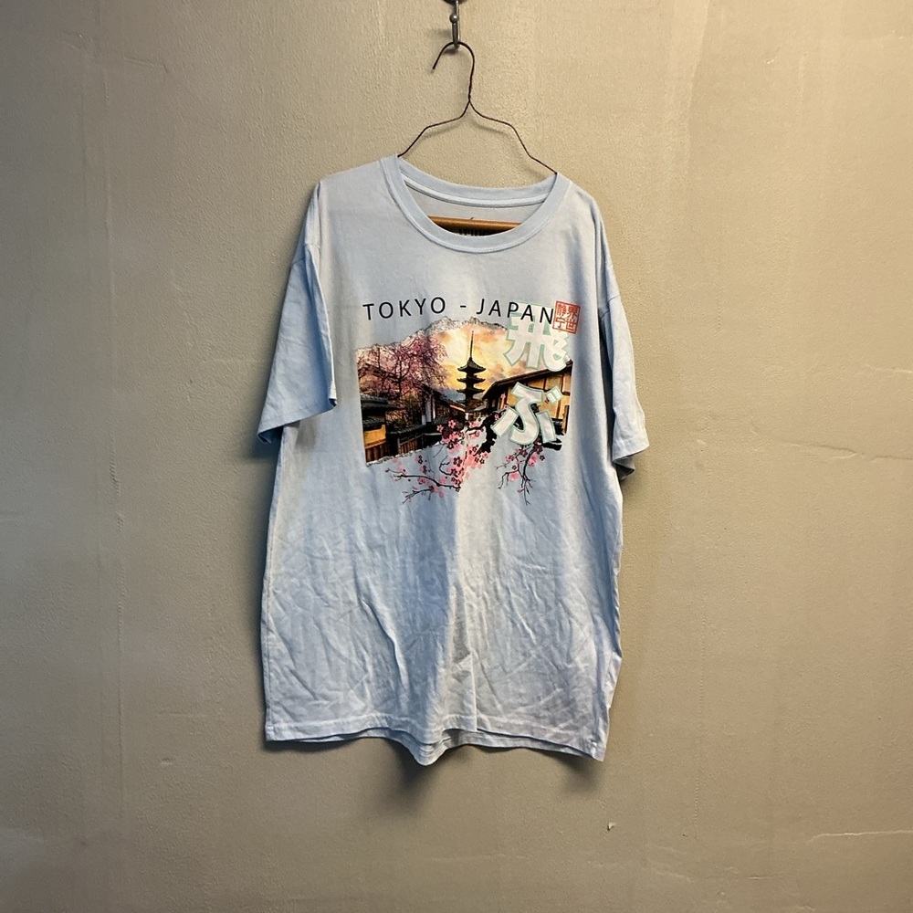 Vibes Tokyo Japan Graphic T-Shirt - Light Blue size XL 0159